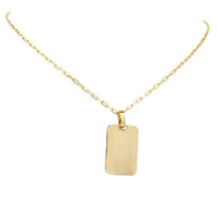 Gold Filled Linked Chain Necklace with Rectangular Pendant