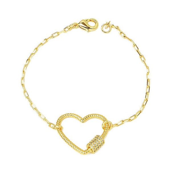 Gold Linked cz heart Chain Bracelet