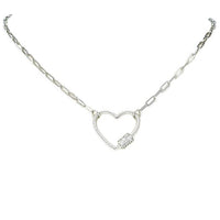 silver cz heart necklace
