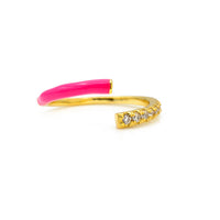 Gold Cubic Zirconia & Enamel Adjustable Ring