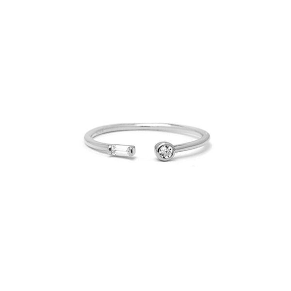Sterling Silver CZ Adjustable Band Ring