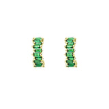Gold Emerald Green CZ Baguette Stud Earring