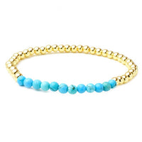 Gold Plated Beaded Turquoise Stretch Bracelet