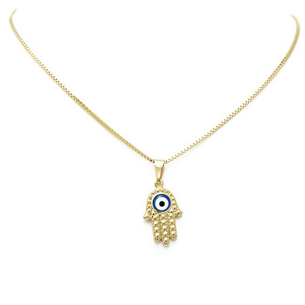 Gold Filled Hamsa Pendant Necklace