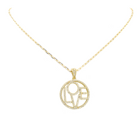 Gold Filled Cubic Zirconia Love Pendant Necklace