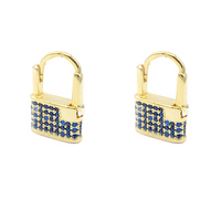 Gold Cz Lock Earring