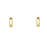 Sterling Silver Gold Plated CZ Safety Pin Earrings