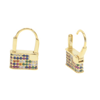 cz lock earring