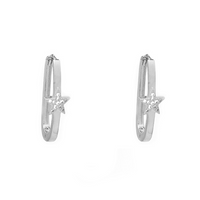 Silver Cubic Zirconia Star Dangle Earrings