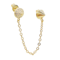 Gold Cubic Zirconia Spike Double Post Earring