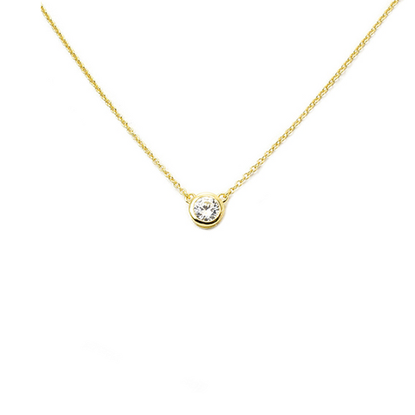 Sterling Silver Gold Plated CZ Pendant Necklace