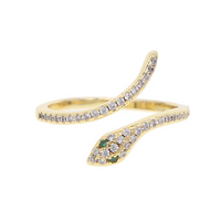 Gold Cubic Zirconia Pave Adjustable Snake Ring