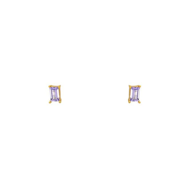Sterling Silver Gold Plated Lavender CZ Stud Earrings
