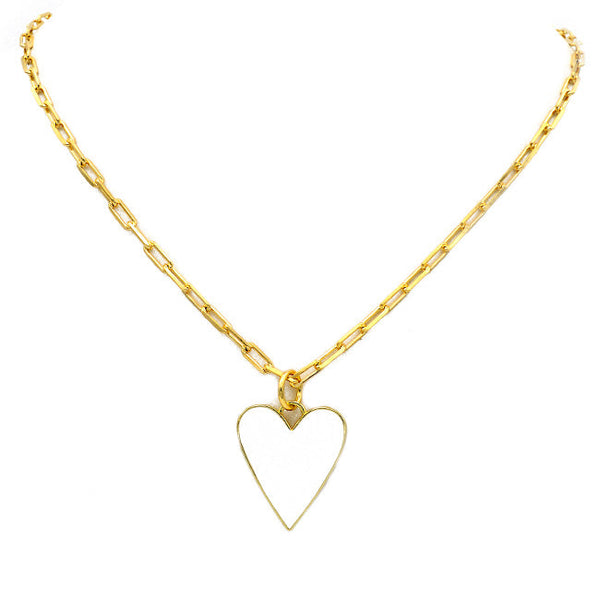 Gold Filled Enamel Heart Pendant Necklace