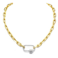 Gold Linked Chain Necklace with Silver Station