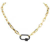 Gold Linked Chain Necklace with Gold Pendant