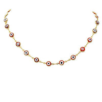 Gold Filled Evil Eye Link Chain Necklace