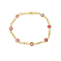 Gold Evil Eye Link Chain Bracelet