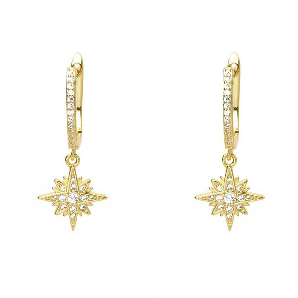 gold cz starburst earring