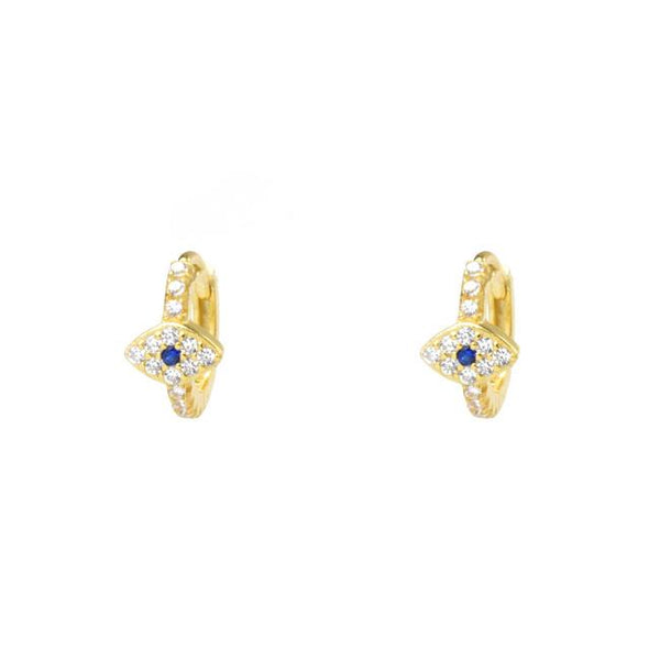 sterling SILVER gold cz evil eye earring 