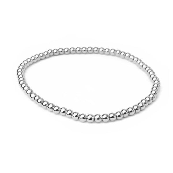 3mm Silver Plated Beaded Stretch Bracelet