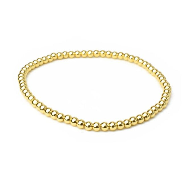 3mm Gold Plated Beaded Stretch Bracelet