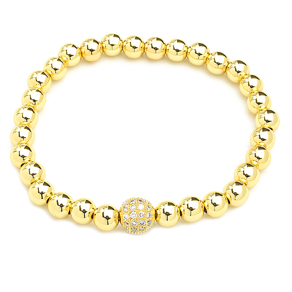 gold cz beaded bracelet 