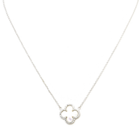 Sterling Silver CZ Clover Pendant Necklace