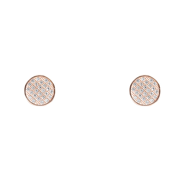 Rose Gold Cubic Zirconia Pave Post Earrings