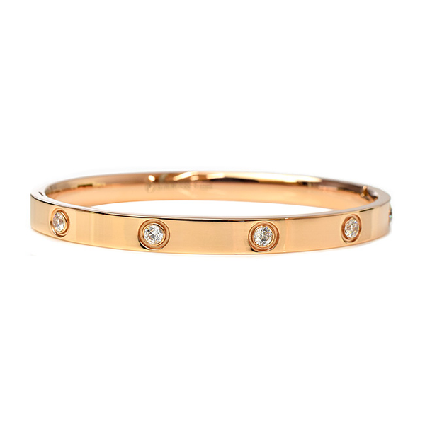 Rose Gold Stainless Steel cz Bangle Bracelet