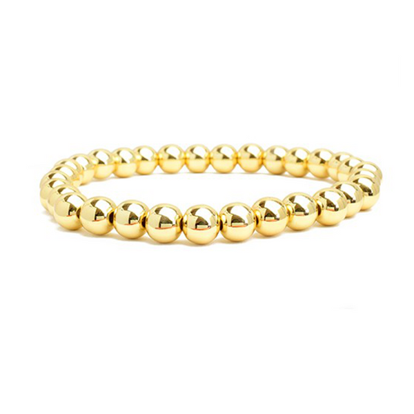 6mm Gold Plated Beaded Stretch Bracelet