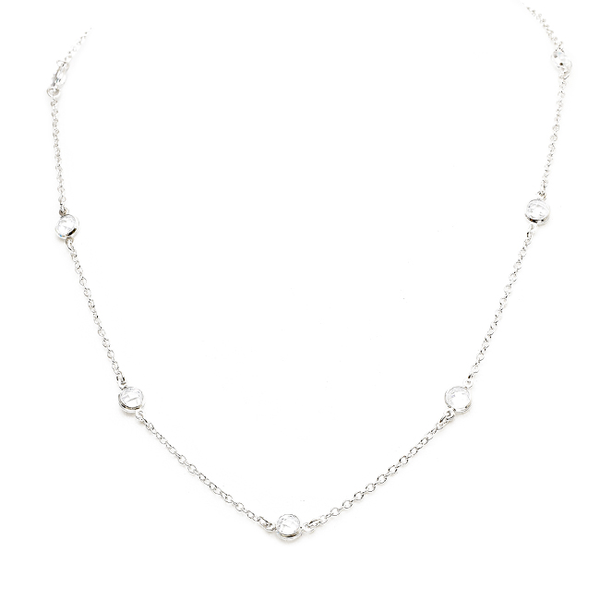 Silver Diamond by the Yard CZ Stations Necklace