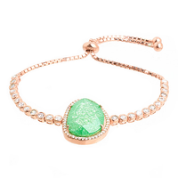 Sterling Silver Rose Gold Plated Bracelet with Quartz Stone & CZ