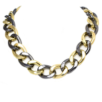 Gold and Gunmetal Linked Chain Necklace