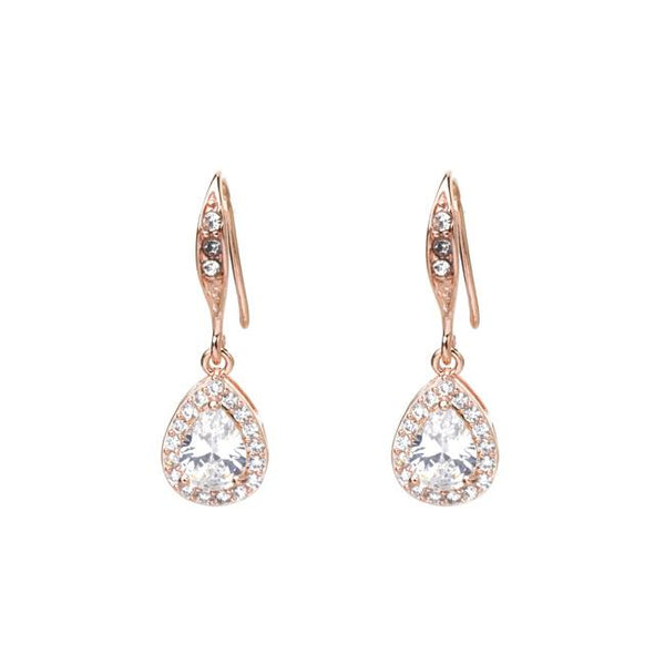 rose gold cz dangle earrings